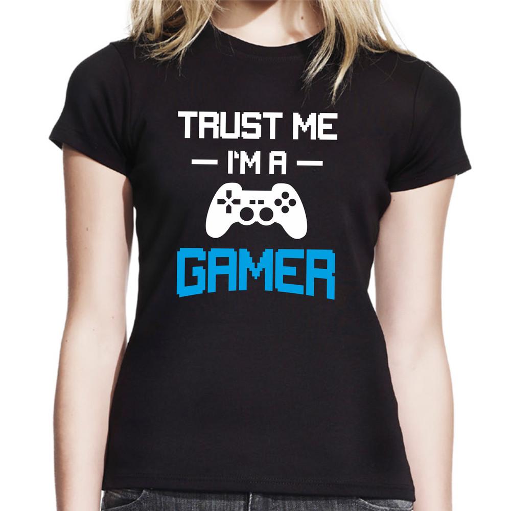 

Trust Me I m a Gamer Gaming Player Geek Nerd Comedy Fun Ladies Girlie T-Shirt 4XL
