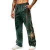 Men's Fashion Casual Loose Fit Wide Leg Christmas Print Sports Pants with Pockets