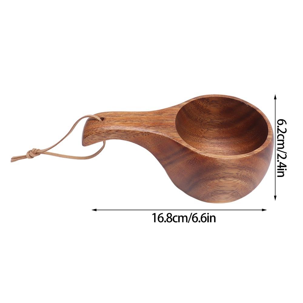 Portable Wooden Cup Hand Carving Wood Coffee Mug Kuksa Wooden Camping Mug  Home 1#