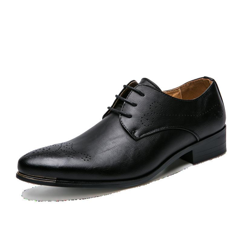

Foreign trade business dress British Block casual European version of leather shoes 2025 spring and autumn pointed leather shoes 38 чёрный