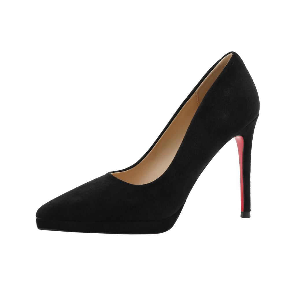 Nude Waterproof Table High Heels Women's Stiletto 2026 New Versatile Temperament Pointed Single Shoes Sexy Patent Leather Red Soles