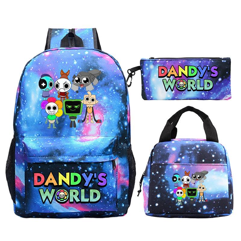 New Dandy's World Game Merchandise Cartoon Printing Student Schoolbag Foreign Trade Pencil Bag Meal Bag Set