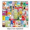 50 Hand-Drawn Cartoon Drink Bottle Stickers: Non-Infringing Epoxy Stationery for Planners