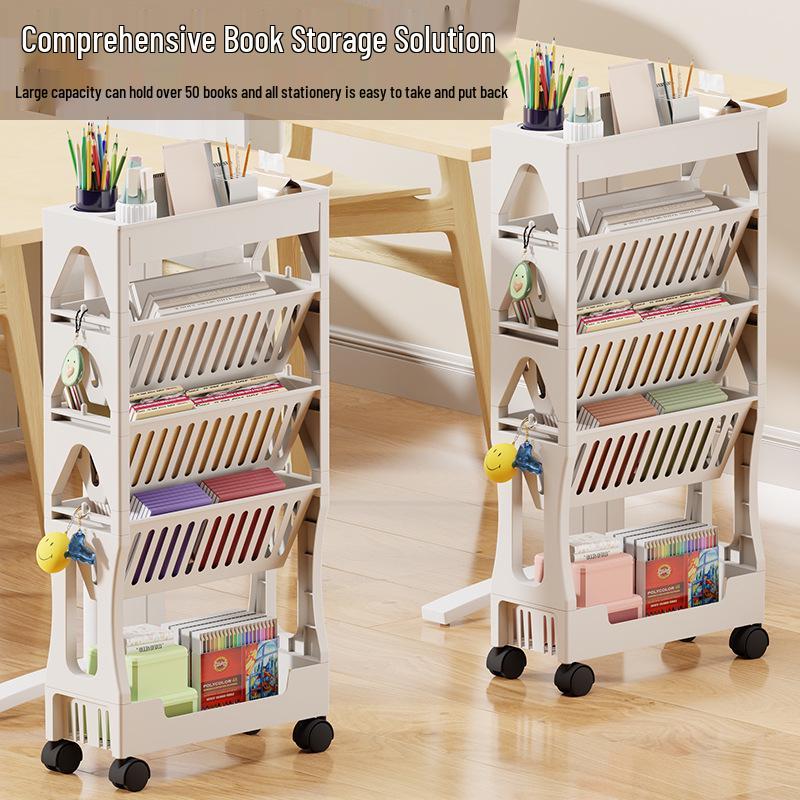 Universal Wheel Floor Storage Rack & Movable Bookshelf for Classroom or Table Side