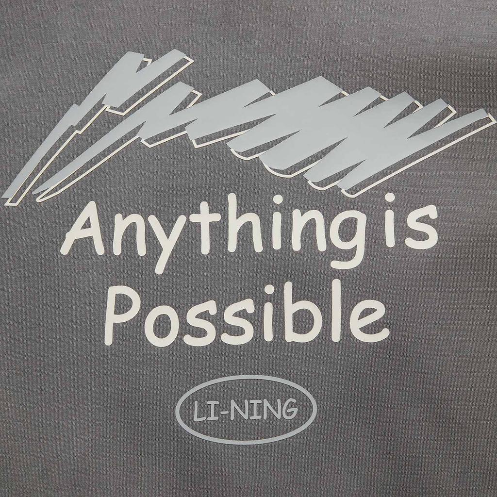 Li Ning Sports Lifestyle Series Anti-Static Anti-Bacterial Warm Letter Long Sleeve Pullover Round Neck Fleece Sweatshirt Men sweatshirt AWDUC95-4