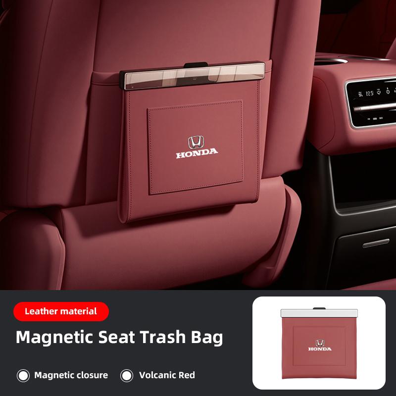 rlbn5 Car Leather Garbage Bag Magnetic Adsorption Seat Back Hanging Storage Bag For Honda Civic FIT CRV Accord Jazz HRV Vezel CRZ CRX
