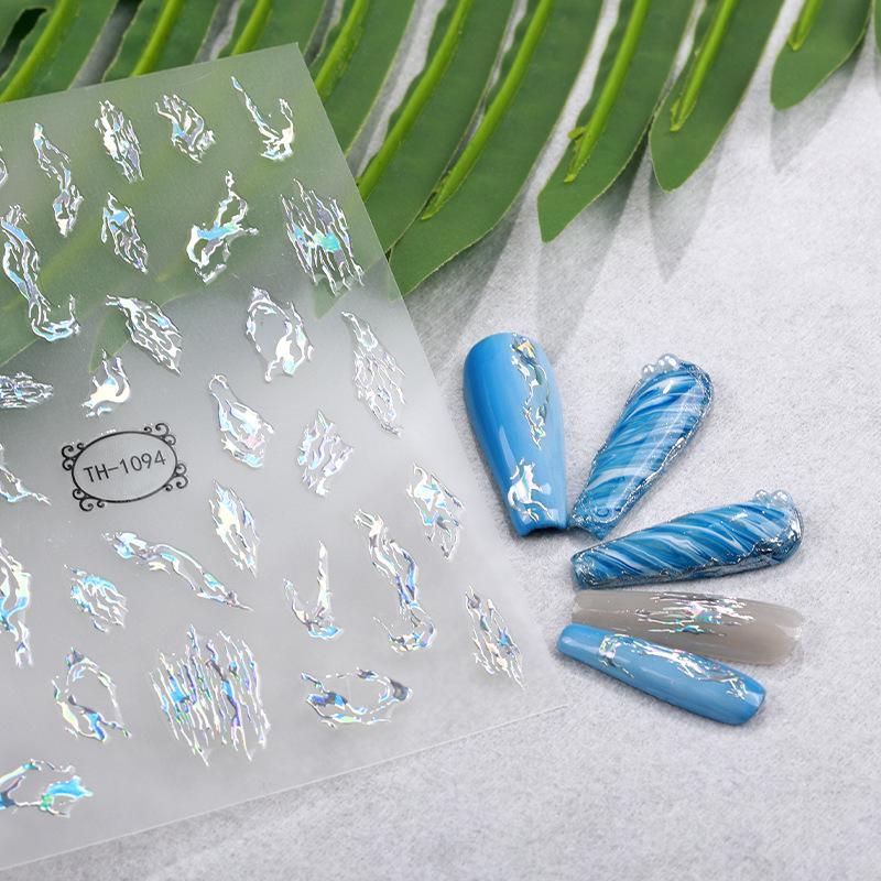 Hot Stamping Nail Stickers, Waterproof, Laser Design, DIY Nail Stickers, Nail Decoration, Nail Stickers, Party Decoration