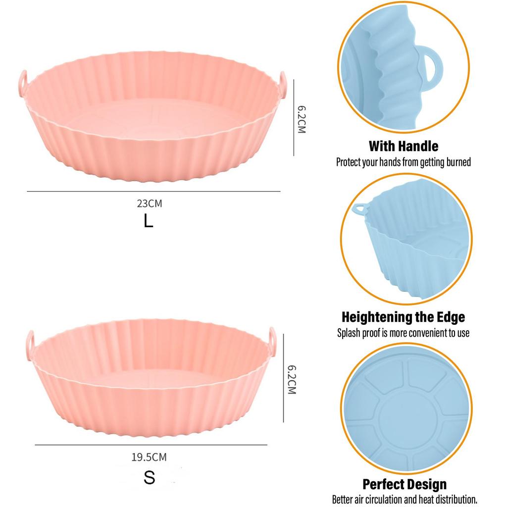 4pcs Silicone Air Fryer Pot Baking Tray Pans Fried Chicken Silicone Mold Basket Mat Airfryer Replacement Kitchen Accessories