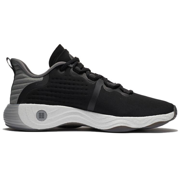 Li Ning Wujie 3 Amortecimento Antiderrapante Resistente à Abrasão Cano Baixo Calçados Casuais Masculino Preto Cinza AFVS003-3