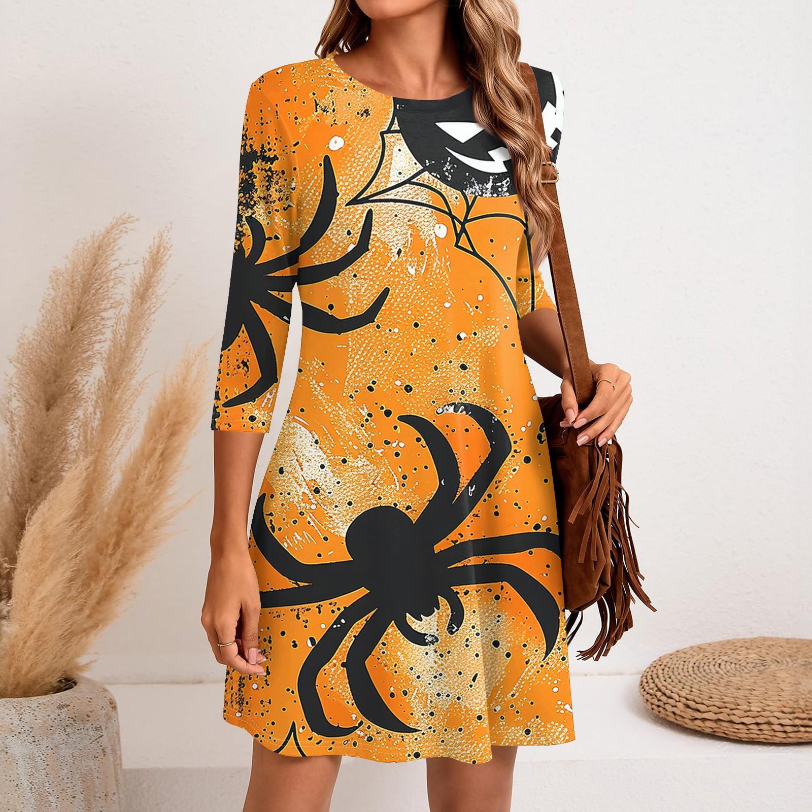 

Женское модное повседневное платье с круглым вырезом и рукавом три четверти S