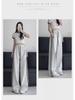 Women's Gray Striped Wide-Leg Sweatpants - Spring/Summer 2024 Fashion