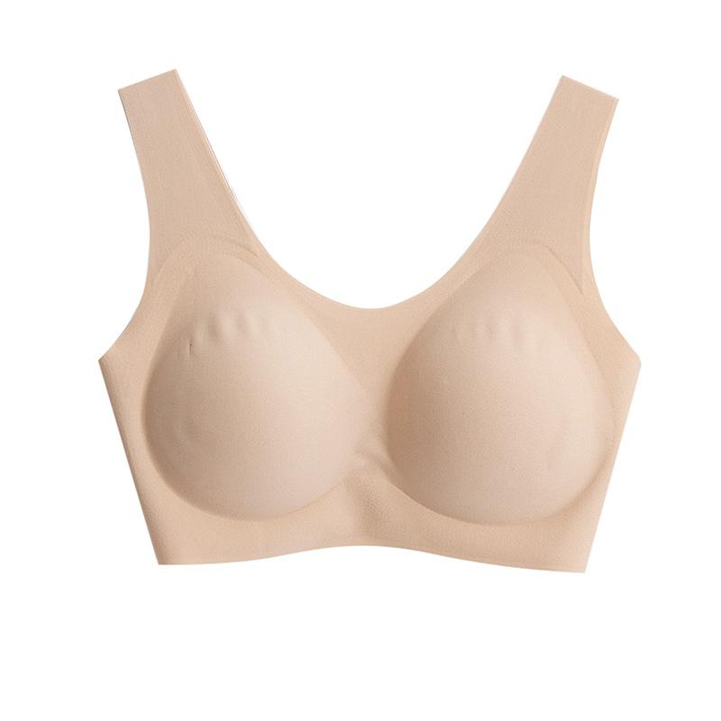 One-piece seamless silk rimless bra smooth thin mulberry silk underwear removable high elastic breathable