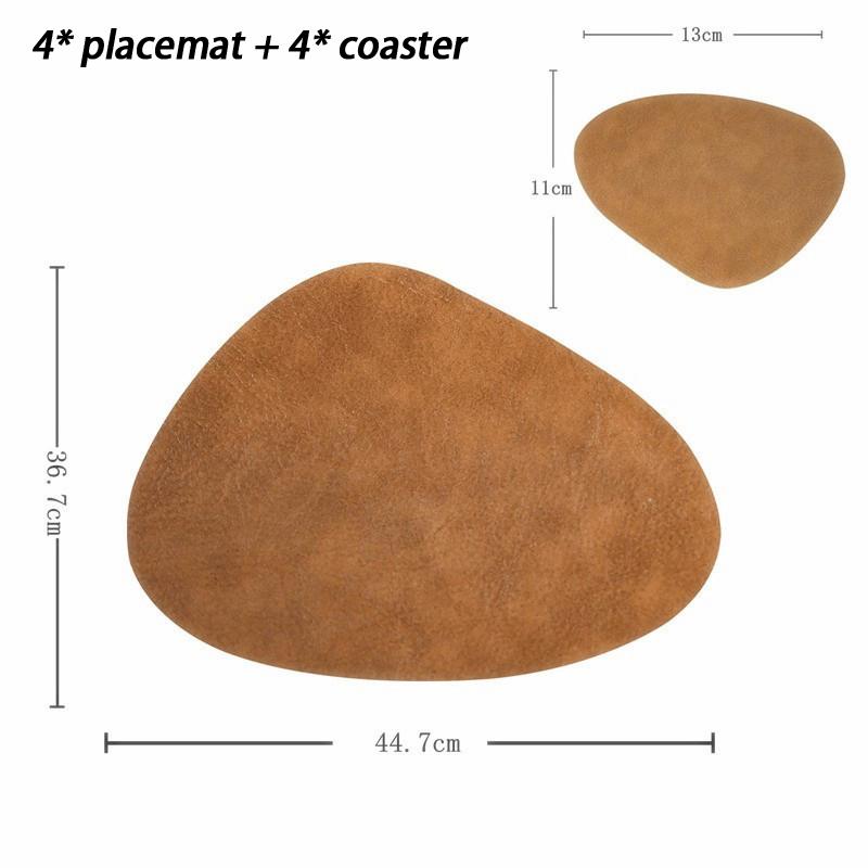 Double-Sided Leather Placemat Teacup Coasters Waterproof And Oil-Proof Table Mats Western Restaurant Heat-Insulating Mats