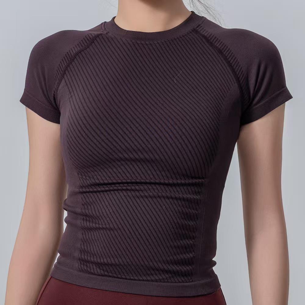 Women s Premium Round Neck Tight-Fit Short Sleeve Yoga & Workout Top Large