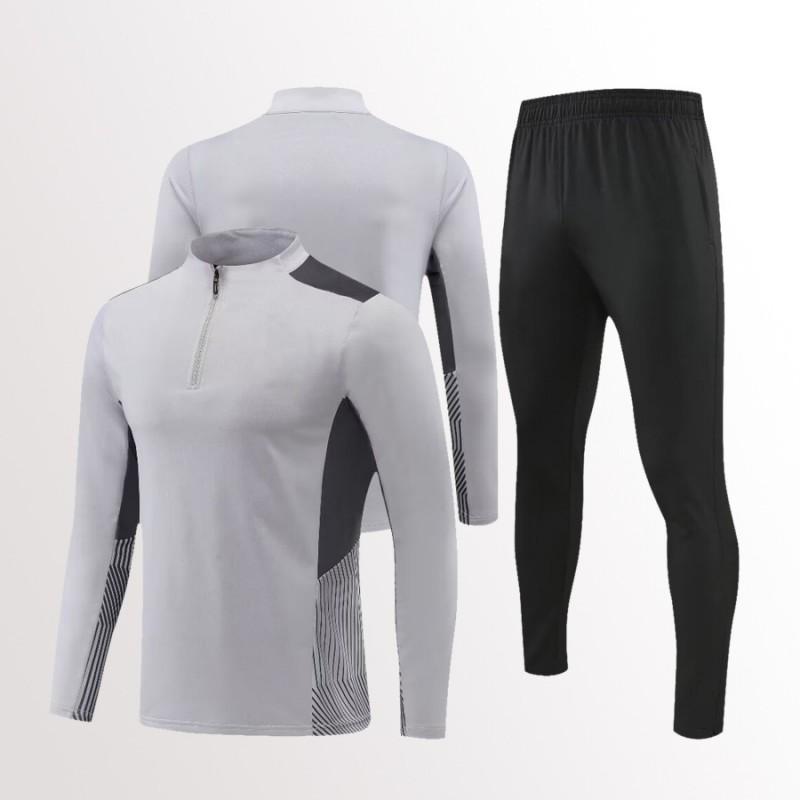 Mens Womens Soccer Training Kit Set Long Sleeve Half-Zip Hoodie Sports Jersey Uniform Breathable Quick-Dry