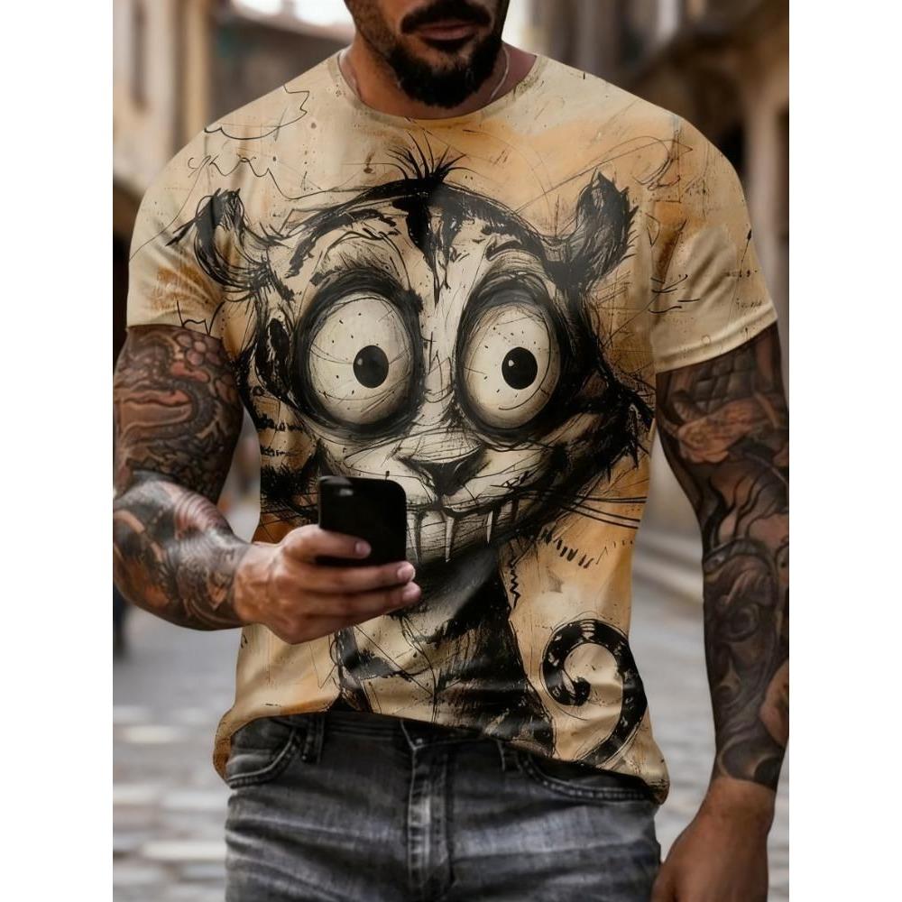 Summer Men's 3D Short Sleeved T-shirt Printed Pattern Top T-shirt Funny Cartoon T-shirt