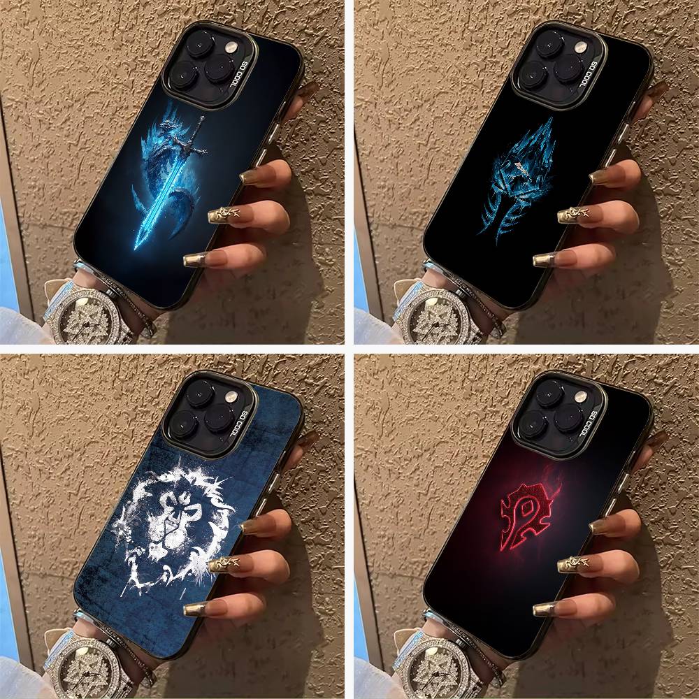 W-O-W-World- of -Warcraft Pouzdro na telefon Pro IPhone17 16 11 12 13 14 15 16 Pro Max Plus Kryt Barevné Stříbrné Funda Nárazník