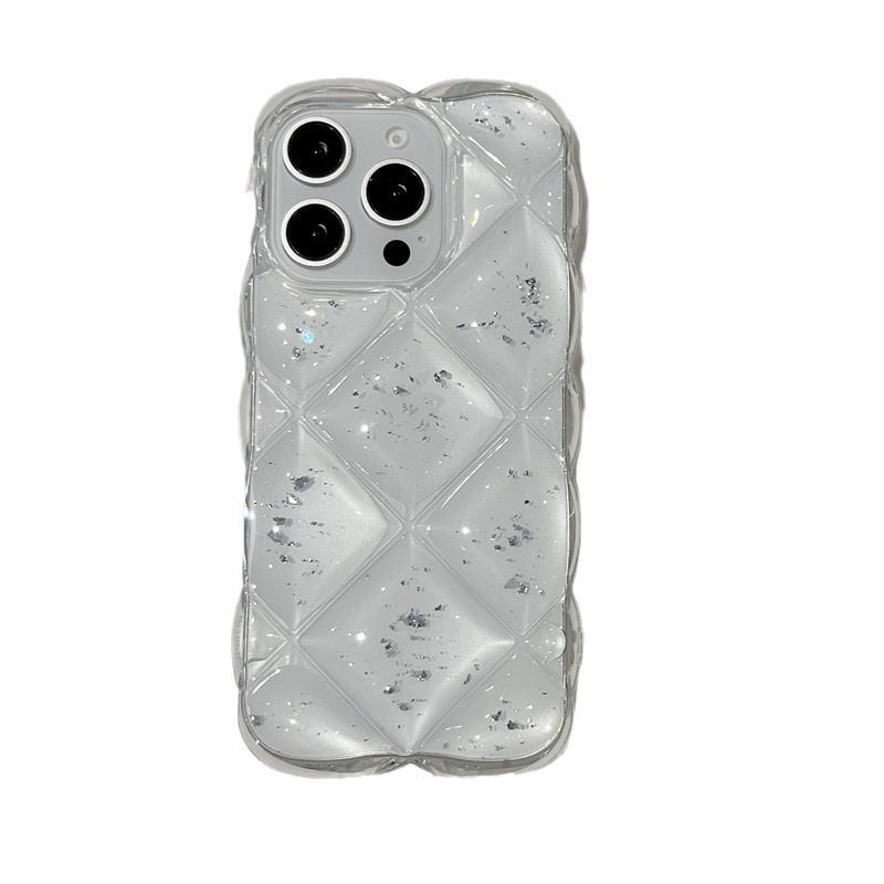 Silver Foil Rhombus Epoxy Phone Case Set for iPhone 14/13/12/11 Pro Max, Air 17/16/15