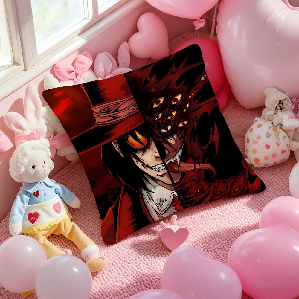 H-Hellsing U-Ultimate Anime Cushion Cover Pattern Printed Pillowcase for Living Room Sofa Cushion Cover & Bedroom Decor