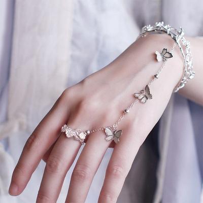 Anime Tian Guan Ci Fu Bracelet With Bell Ring Hua Cheng Xie Lian Adjustable Butterfly Finger Rings Pendant Jewelry Accessories