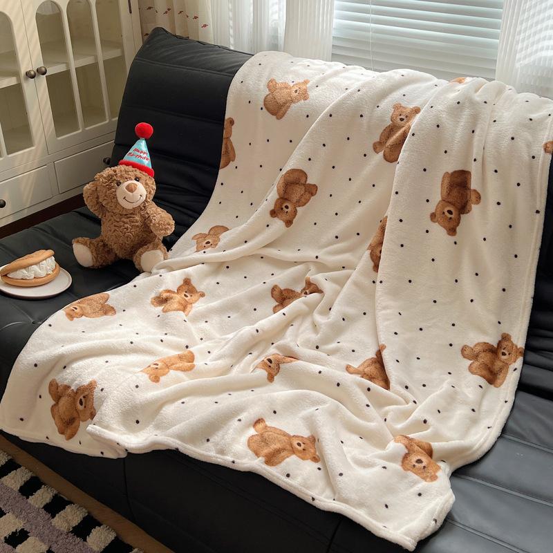 Milk Plush Cartoon Blanket Autumn and Winter Thickened French Plush Blanket Air Conditioning Blanket Home Nap Sofa Blanket 100x150cm