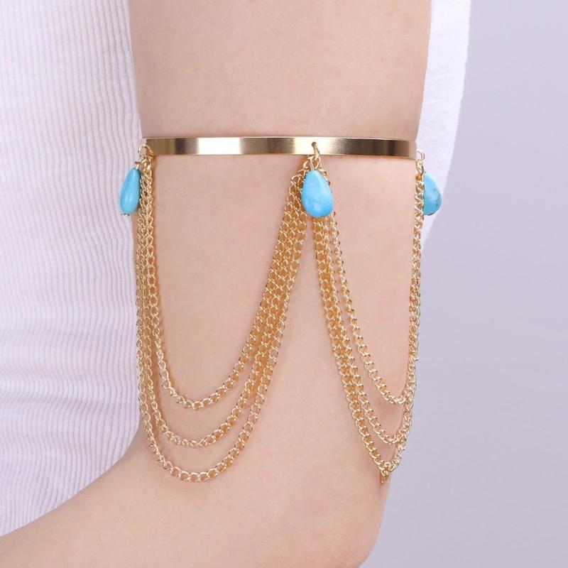 Women's Stacked Fringe Arm Chain Jewelry Customizable Fit Alloys Arm Bracelet for Casual and Formal Occasion