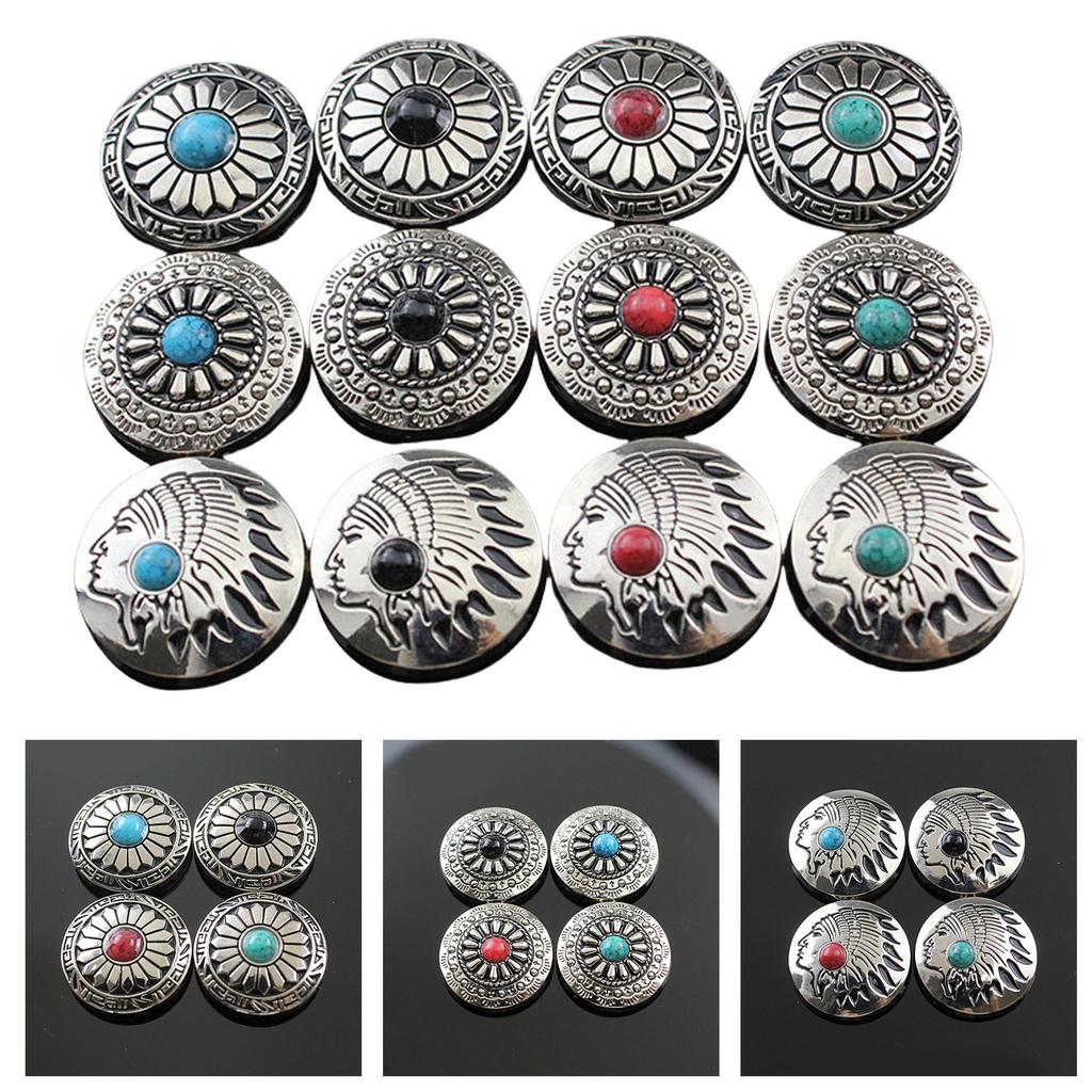 5 Pcs Leather Decorative Button Imitation Turquoise Buttons Flower Clothes Buttons for Jewelry Making Decoration