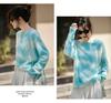 Retro Gradient Wool-Cashmere Women's Brushed Knit Sweater - Autumn/Winter Loose Long Sleeve Top