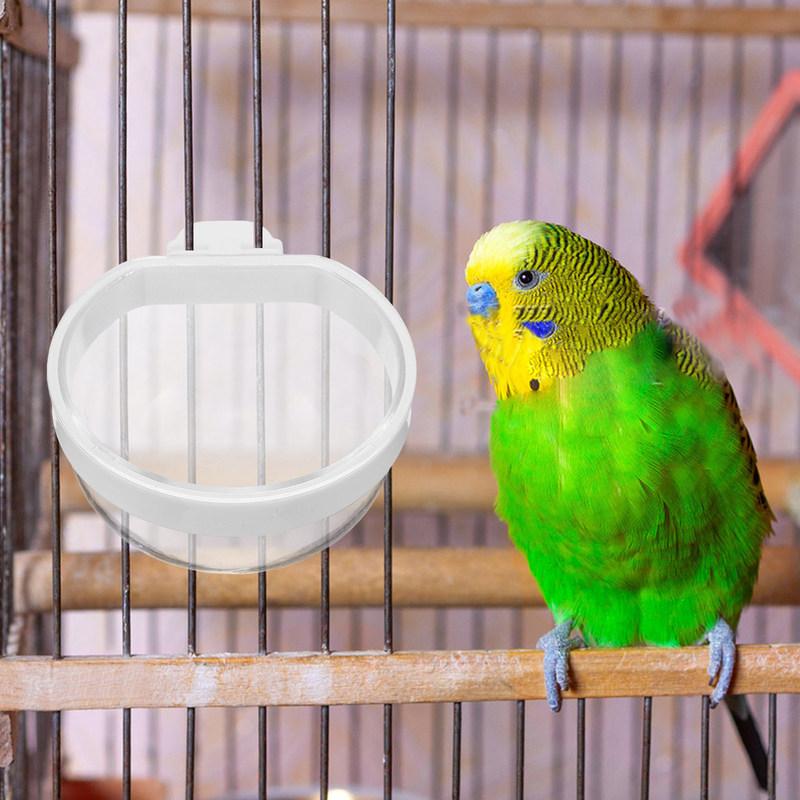 4Pcs Bird Cage Water Bowl for Parrots Transparent Hanging Detachable Spill-Proof Feeding Cup Space Saving Hygienic Design Small