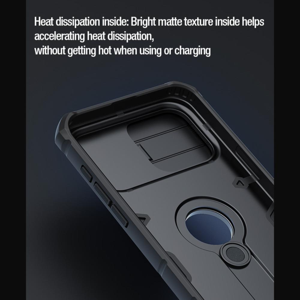 NILLKIN Für iPhone 15 Pro Max Handyhüllen CamShield Armor Case Ringlicht mit Ständer und Telefonhalter Rückseite