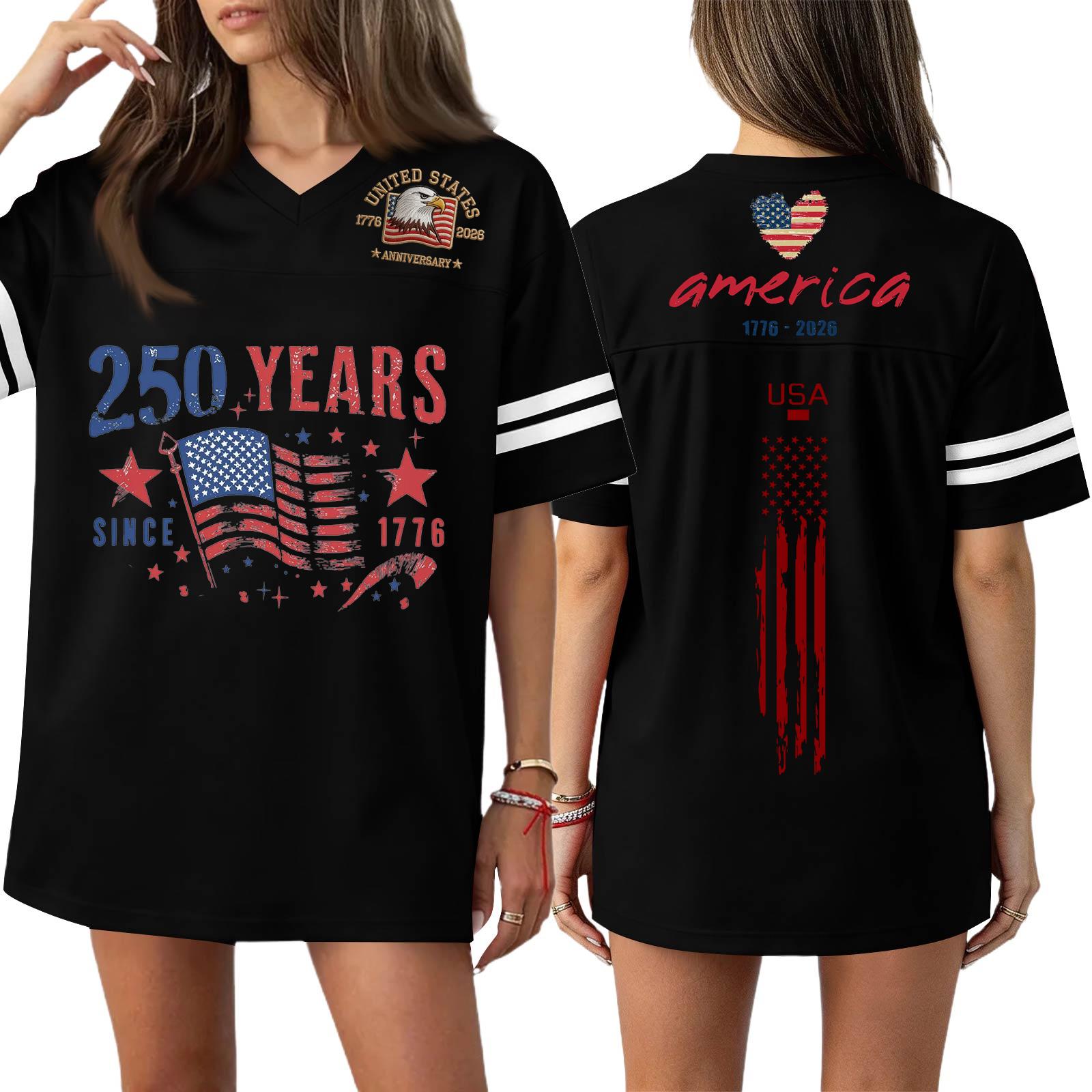 

Женская повседневная модная спортивная футболка с V-образным вырезом, принтом ко Дню независимости, коротким рукавом, топ L чёрный