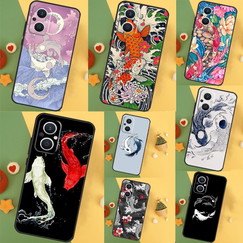 Ying Yang Koi Fish Case For OPPO Reno 8 7 6 5 4 Lite 10 Pro 11F 4Z 5Z 8T OPPO Find X2 X3 X5 Lite X6 Pro Cover