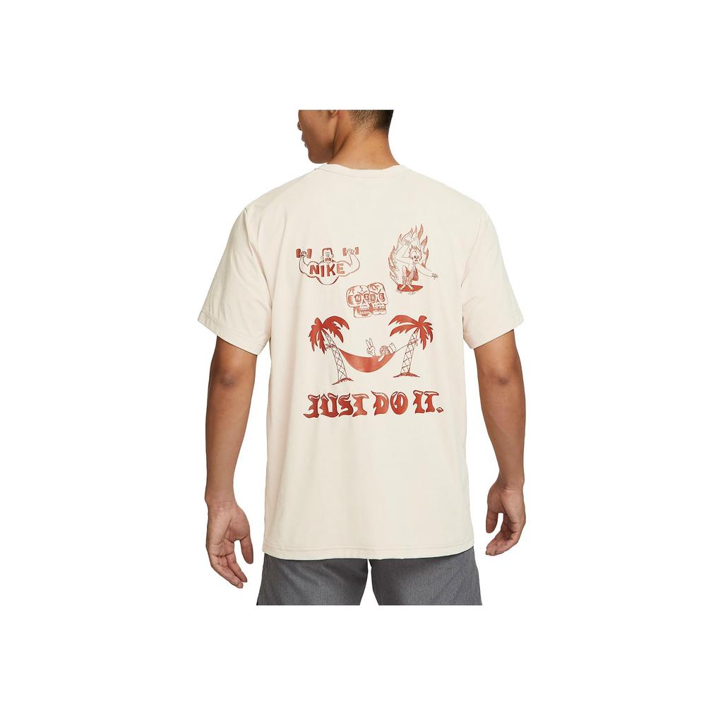 Nike Dri-FIT UV Hyverse Stampa Grafica Lettere Posteriori Protezione Solare Asciugatura Rapida Manica Corta Top Fitness Uomo Top Sabbia Bianca FB6895-126