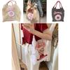 Borsa Tote da Shopping Ricamata con Catena a Palline Giapponese in Tessuto Oxford