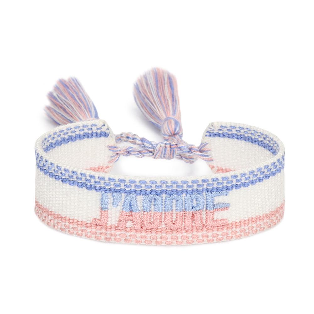 J'adore Bracelet: Embroidered Letter Tassel Wristband for Women & Couples