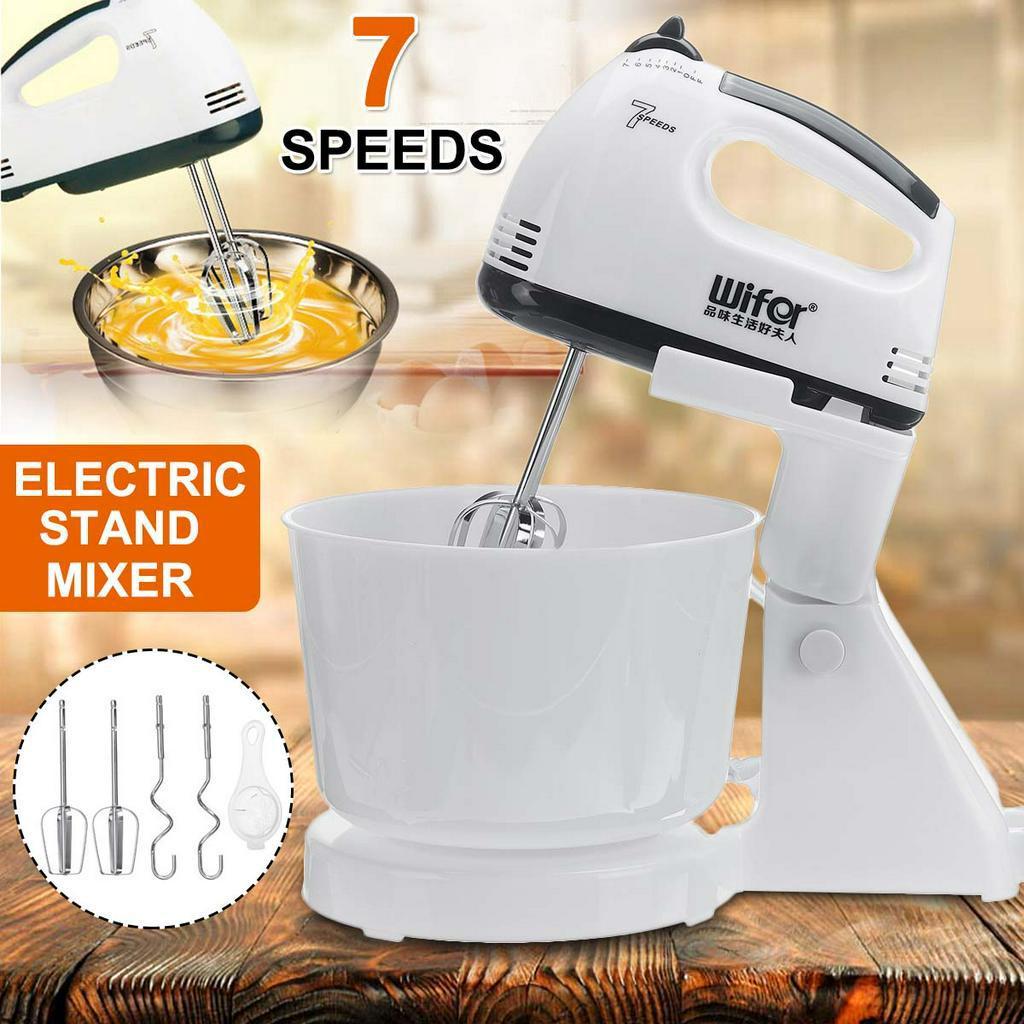 100W 7 Speed Electric Food Mixer Table Stand Cake Dough Mixer Handheld Egg Beater Blender Baking Whipping Cream Machine
