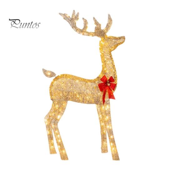 Prismatic Reindeer Figures for Christmas Acrylic Light, 2D Glowing Ornament with LED String Light-up Holiday Decorations Home Garden, Festive