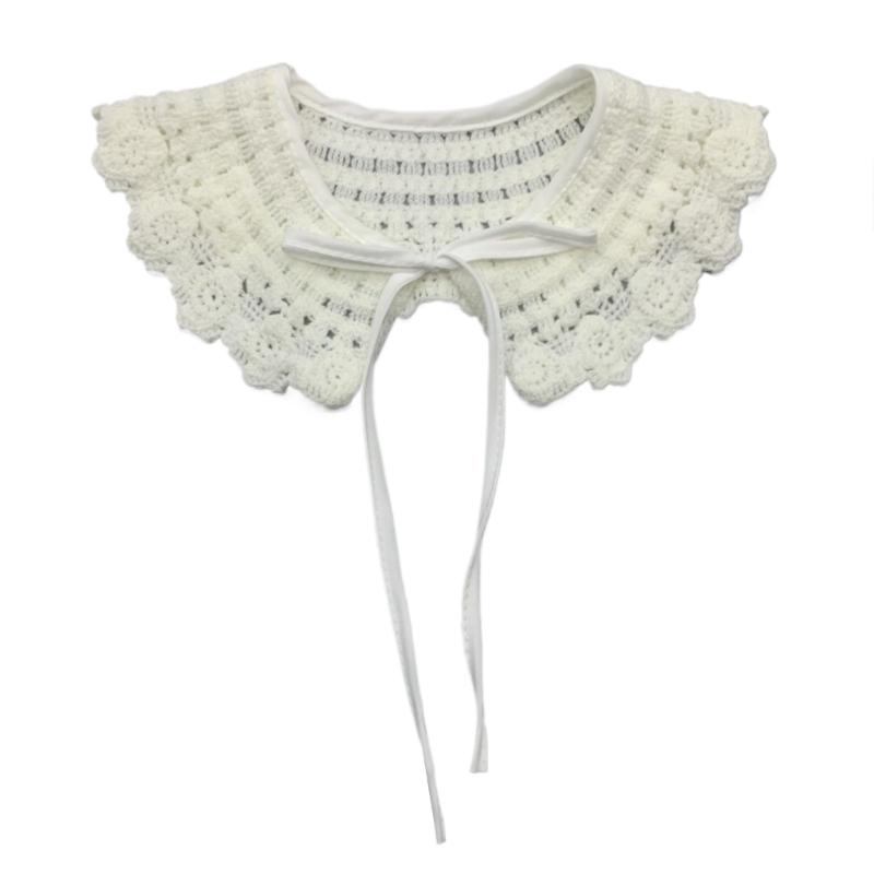 Japonais Enfants Filles Faux Col Châle Écharpe Creusé Tricoté Fleur Vintage Épaule Enveloppante Décorative Demi-Chemise Capelet