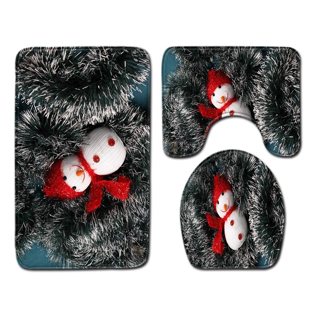 Weihnachts-Badezimmer-Bodenmatte Toilette Dreiteiliges Set