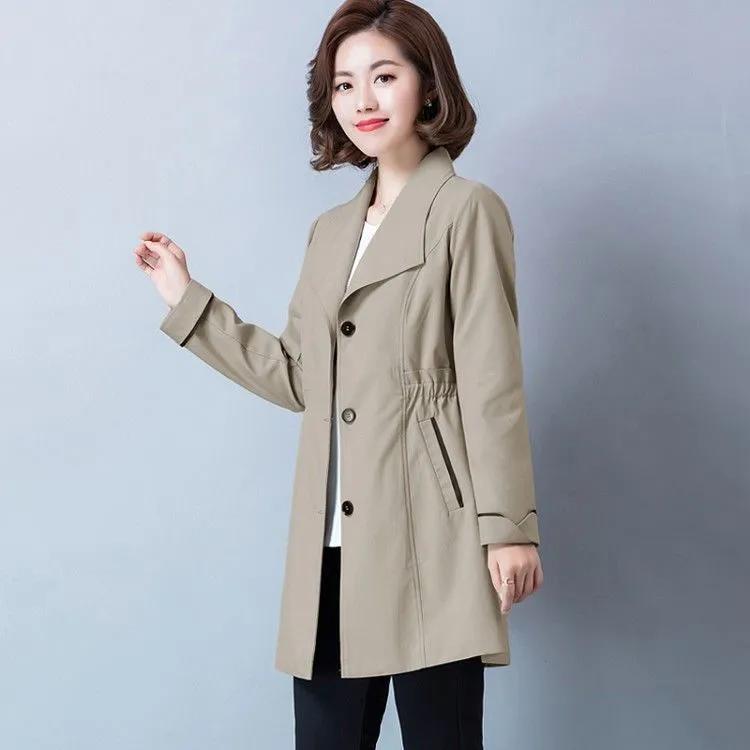 Windbreaker Women's Mid-length, Plus Size, Loose, Thin, Age-reducing, High-end Jacket, Trendy Ins Fat Top