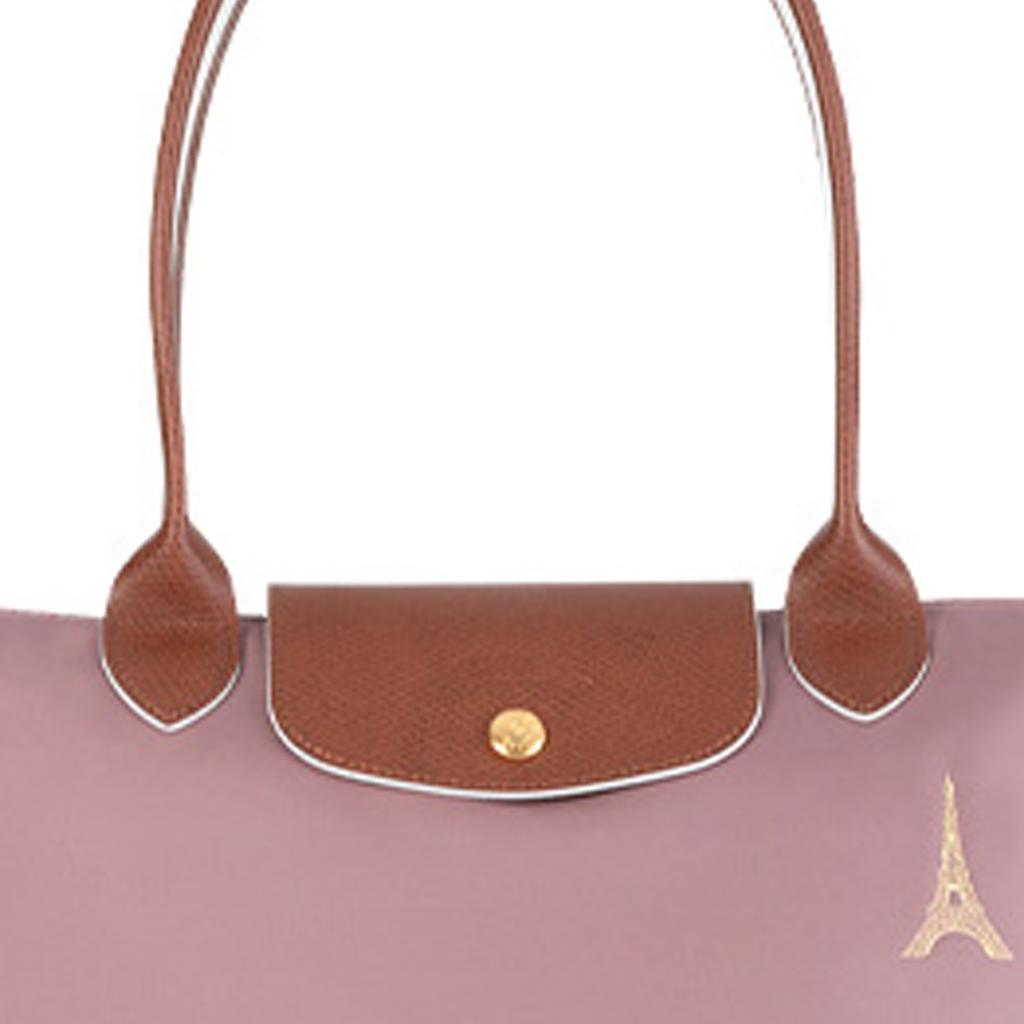 Longchamp Le Pliage Club 28 Snap Zipper Closure Leather Trim Tote Bag Women Tote Pink 2605319ESP44