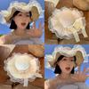 Trendy Women's Summer Straw Hat With Embroidered French Lace And Uv Protection
