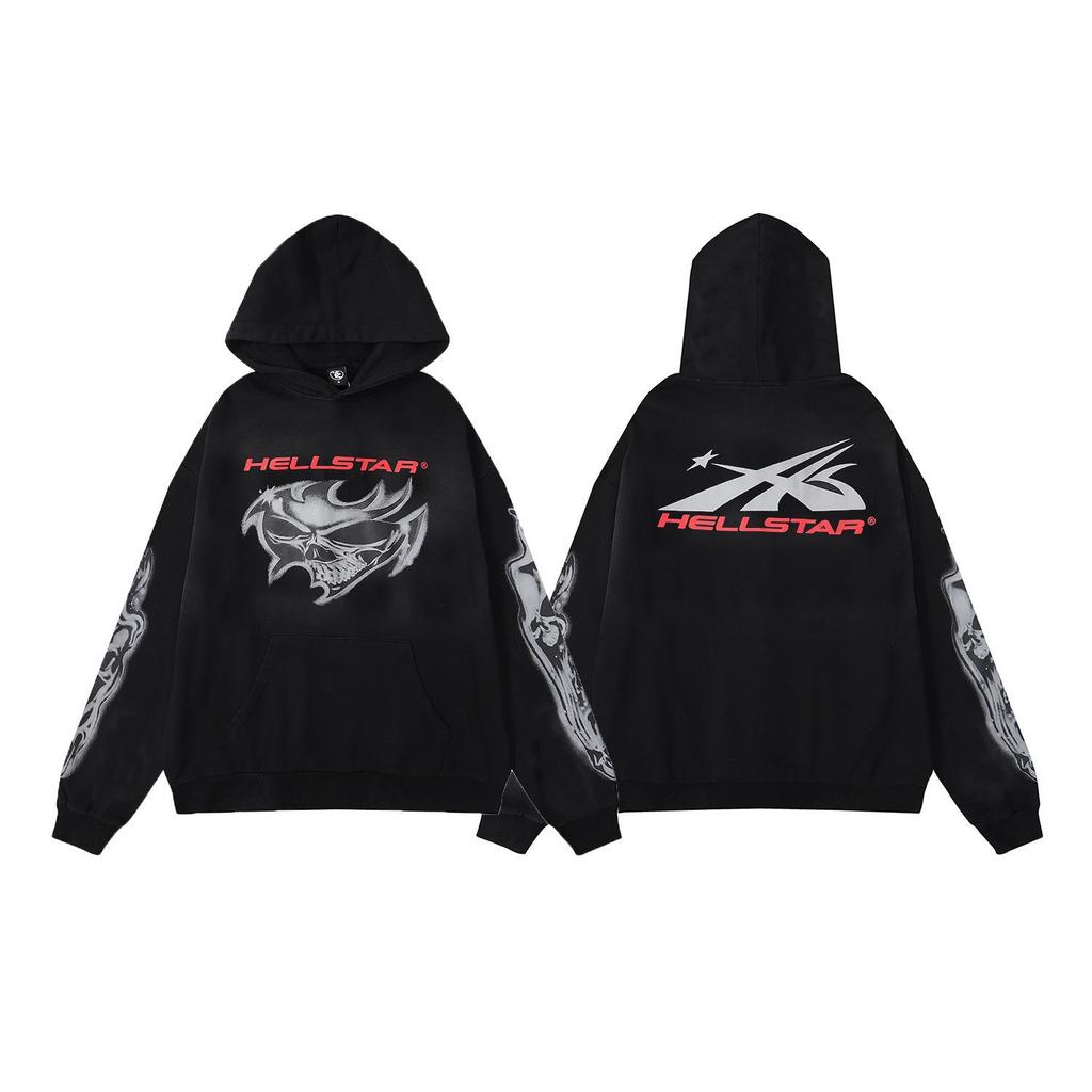 Unisex Retro Distressed Letter Print Hoodie für Herbst/Winter