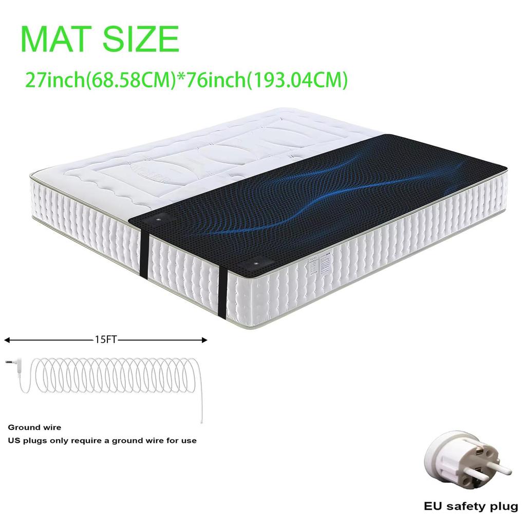 Mata uziemiająca 27×76 cali dla lepszego snu, łagodzenia bólu i redukcji stresu - mata uziemiająca z przewodem uziemiającym, idealna do snu