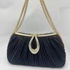 New pleated banquet bag, dinner party celebrity dress, wedding bag, cheongsam with diamonds, handbag, women's shoulder messenger bag.