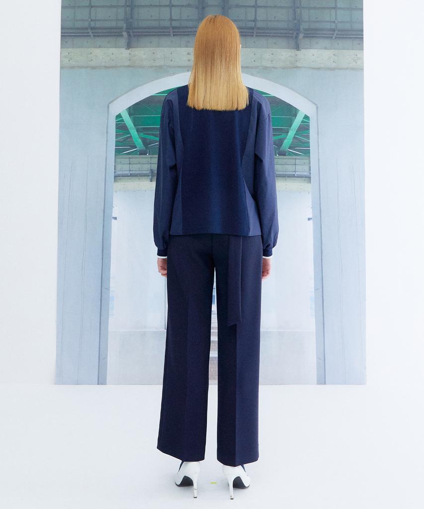 THE STUDIO K Pique Long Sleeve Top_Navy