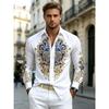 Camicia da Uomo a Maniche Lunghe con Collo Stampa alla Moda Tessuto Morbido Comoda Lussuosa Alta Qualità Abbigliamento per Feste Sociali