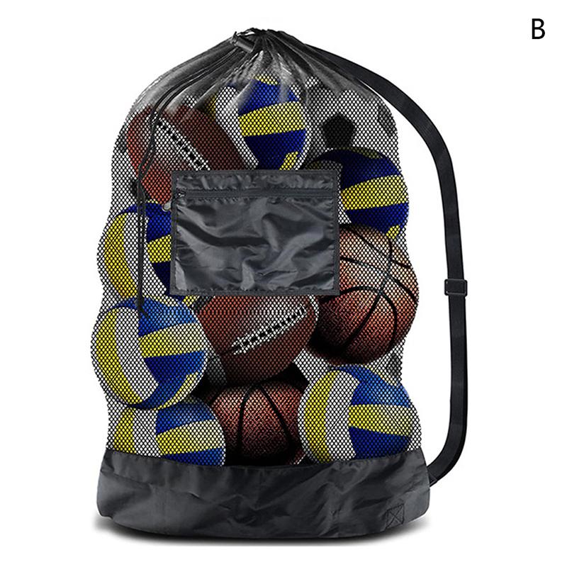 Mesh Soccer Ball Bag Extra Large Drawstring Basketball Storage Bag With Zipper Pocket Volleyball Football Net Pack Gym Bags