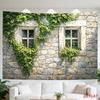 2D Green Climber Stone Facade Bedroom Tapestry