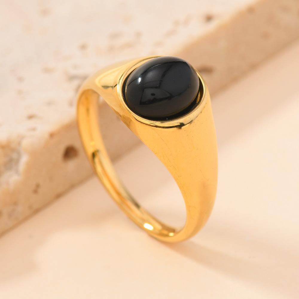 Vintage Ring with Stone Stainless Steel Metal Tiger Eye Stone Ring for Women Jewelry Finger Accessory